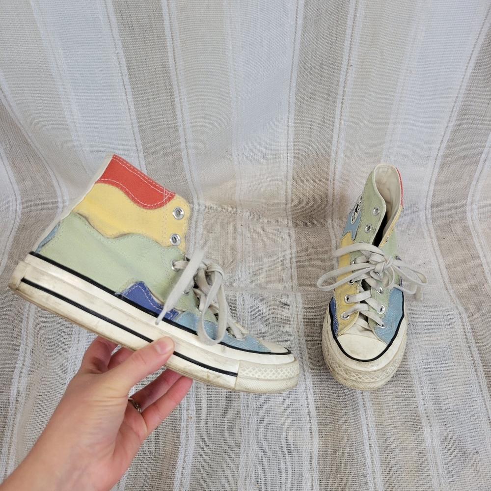Converse Chuck 70 Crafted Patchwork High Tops Sneakers Olive Aura Worn Blue 6
